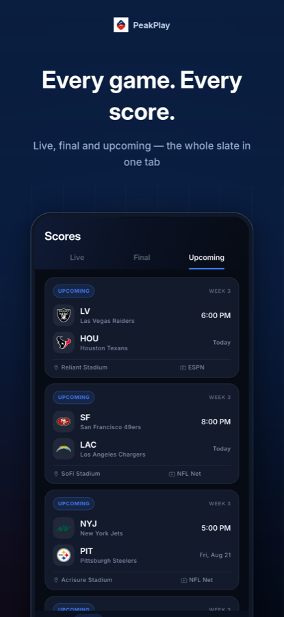 PeakPlay NFL App